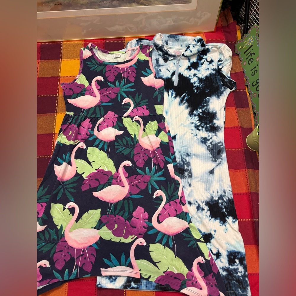 Flamingo Print Kids Casual Dress bundle